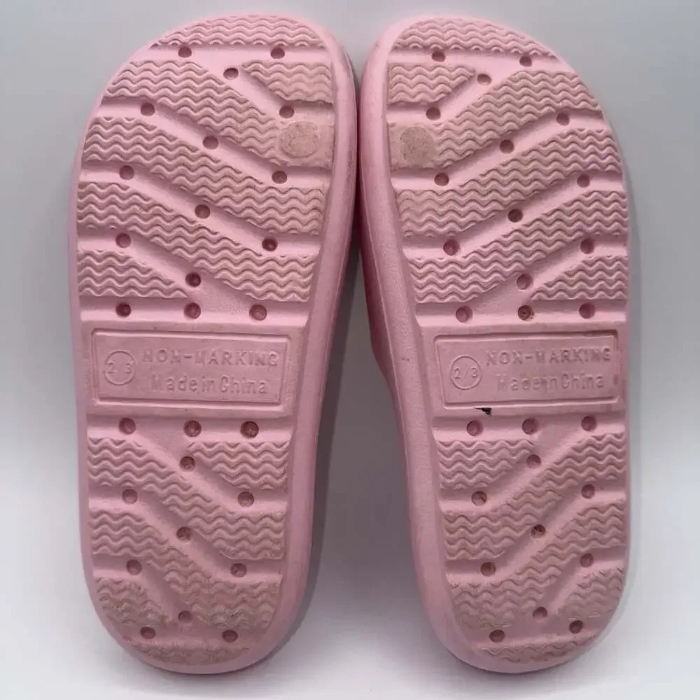 Squishmallows Pink Slide Sandals Size 2/3 Blue Cow Foam Slip-On Jazwares